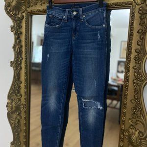 Lucky Brand Skinny Jeans Mid Rise Ava Distressed Unfinished Raw Hem